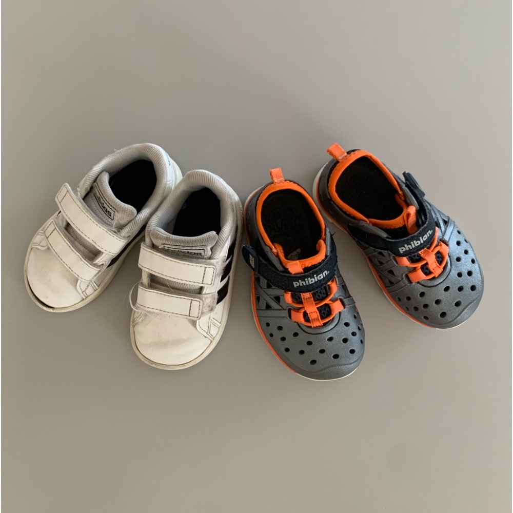 Toddler 5- Adidas sneakers & Made2Play stride rite water shoes-Used w/life left!